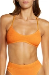 Bound By Bond-eye The Selena Rib Bikini Top In Tangerine Eco