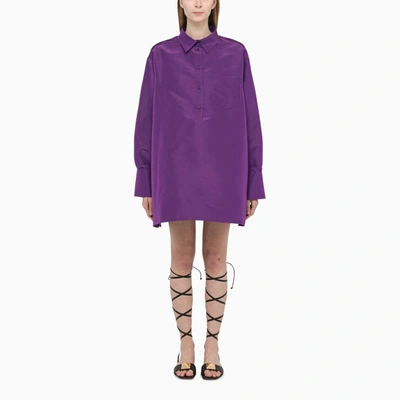 Valentino Oversized Silk-faille Shirt In Purple