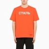 HERON PRESTON ORANGE LOGO-PRINT CREWNECK T-SHIRT