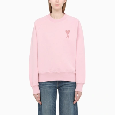 AMI ALEXANDRE MATTIUSSI PINK AMI DE COEUR CREWNECK SWEATSHIRT