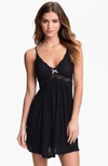 Eberjey Colette Mademoiselle Lace-trimmed Stretch-modal Chemise In Black