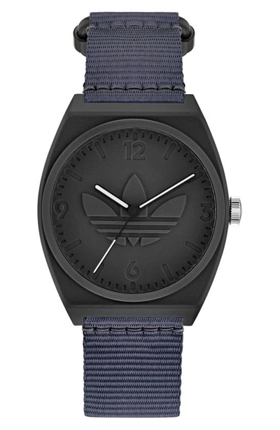 Adidas Originals Men's Project 2 Collection Fabric Fastwrap Watch In Black