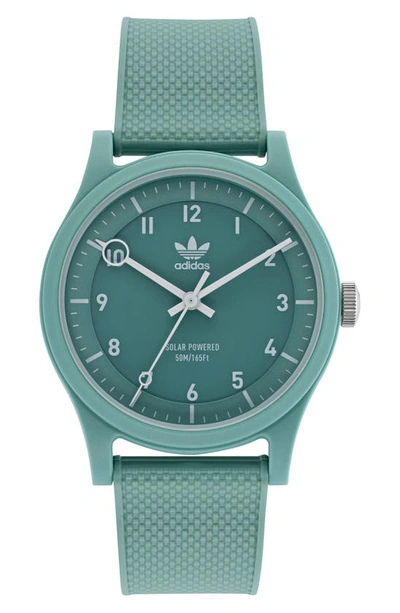 Adidas Originals Project 1 Solar-powered Resin Strap Watch In Green