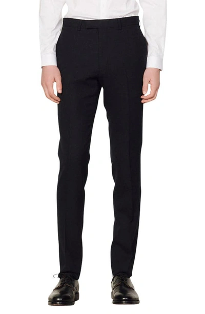 Sandro Formal Classic-cut Virgin-wool Suit Trousers In Navy Blue