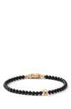 David Yurman Men's Spiritual Beads 18k Yellow Gold, Black Onyx & Sapphire Evil Eye Bracelet