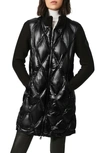 Bernardo Knit Sleeve Diamond Quilt Puffer Coat In Black