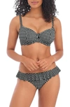 Freya Check In Underwire Sweetheart Bikini Top In Monochrome