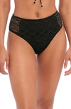 Freya High Waist Crochet Lace Bikini Bottoms In Black