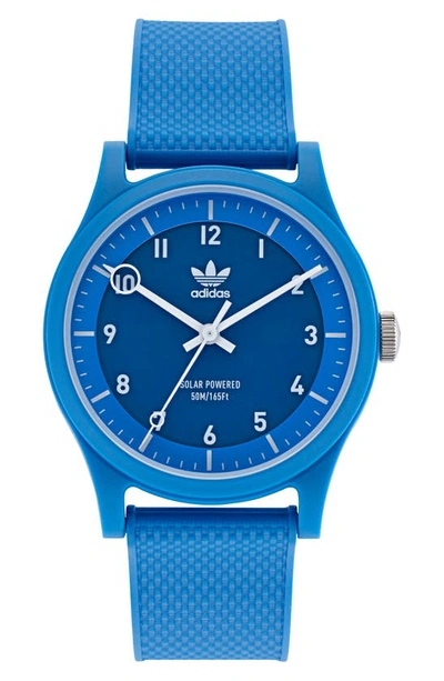 Adidas Originals Project 1 Solar-powered Resin Strap Watch In Blue