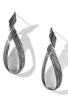 John Hardy Bamboo Striated Drop Earrings In Silver