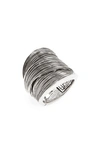John Hardy Sterling Silver Bamboo Wide Crossover Statement Ring In Silver
