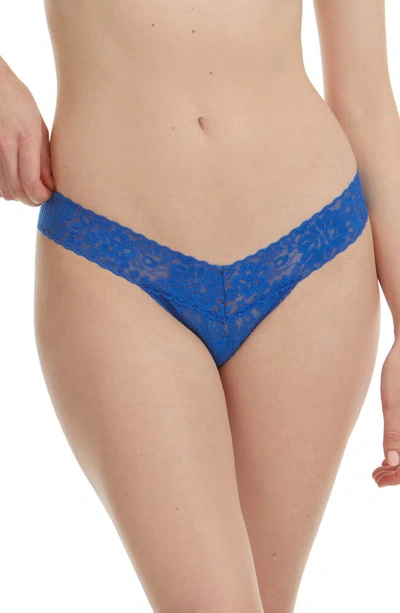 Hanky Panky Daily Lace Low Rise Thong In Bold Blue