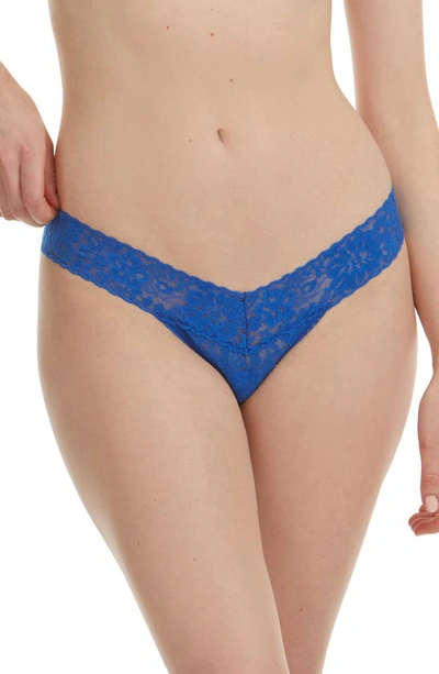 Hanky Panky Daily Lace Low Rise Thong In Blue