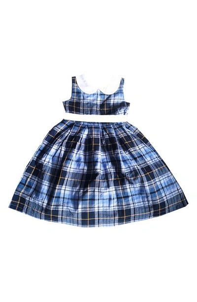 Joe-ella Kids' Plaid Print Dress In Navy
