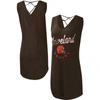 G-III 4HER BY CARL BANKS G-III 4HER BY CARL BANKS BROWN CLEVELAND BROWNS GAME TIME SWIM V-NECK COVER-UP DRESS
