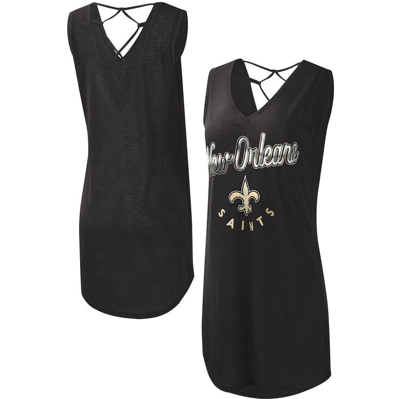 G-iii 4her By Carl Banks Black New Orleans Saints Game Time Swim V-neck Cover-up Dress