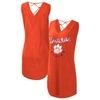 G-III 4HER BY CARL BANKS G-III 4HER BY CARL BANKS ORANGE CLEMSON TIGERS GAME TIME BURNOUT COVER-UP V-NECK DRESS