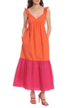 Donna Morgan Colorblock Print Maxi Dress In Tigerlily
