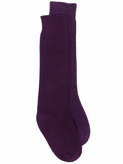 Eleventy Rib-knit Socks In Purple