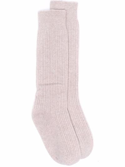 Eleventy Rib-knit Socks In Neutrals