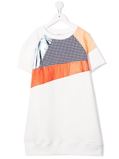 Andorine Kids' Patchwork Sweater Dress In White