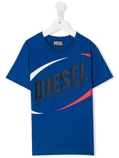 Diesel Kids' Logo-print Detail Tank Top In Blue