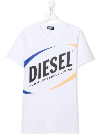 Diesel Kids' Logo-print Detail T-shirt In White