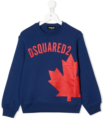 Dsquared2 Teen Logo-print Cotton Sweatshirt In Blue