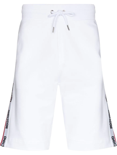 Moschino Logo-tape Drawstring-waist Shorts In White