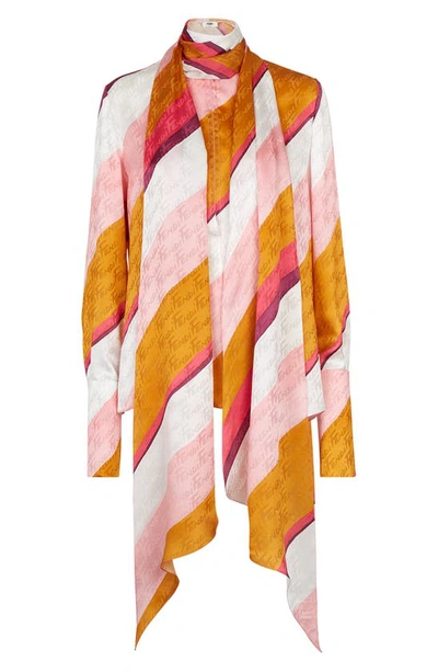 Fendi Ff Colour-block Long-sleeved Shirt In Orange,pink,white