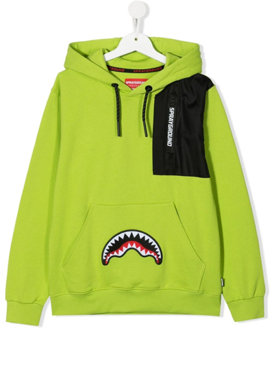 Sprayground Kid Teen Shark Drawstring Hoodie In Green