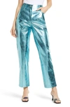 Amy Lynn Lupe Straight-leg High-rise Faux-leather Trousers In Ice Blue