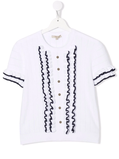 Elie Saab Junior Teen Ruffled Short-sleeved Shirt In White