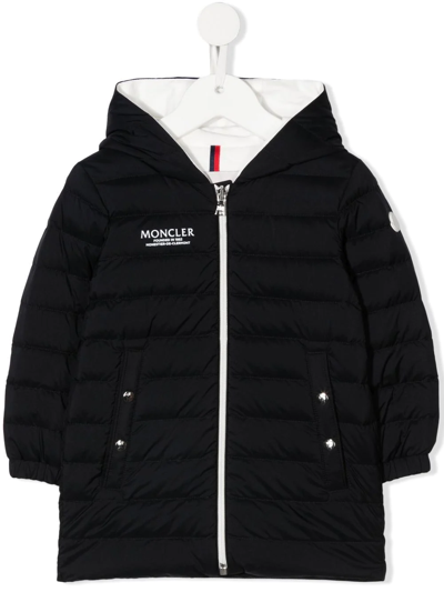 Moncler Babies' Logo印花羽绒填充派克大衣 In Blue