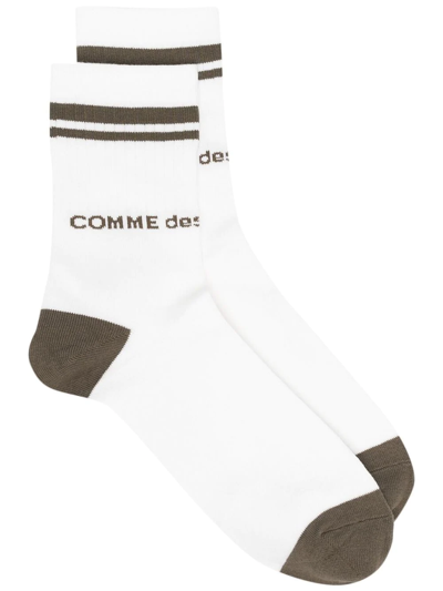 Comme Des Garçons Homme Deux Logo-print Ribbed Socks In Green