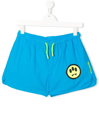 Barrow Kids' Logo Print Nylon Swim Shorts In Royal Blue