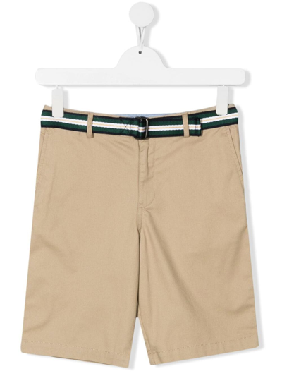 Polo Ralph Lauren Kids' Child Shorts In Beige Stretch Chino With Belt In White