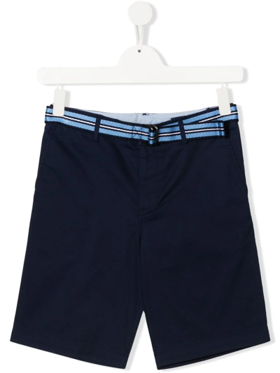 Ralph Lauren Kids' Belted Four-pocket Bermuda Shorts In Blue