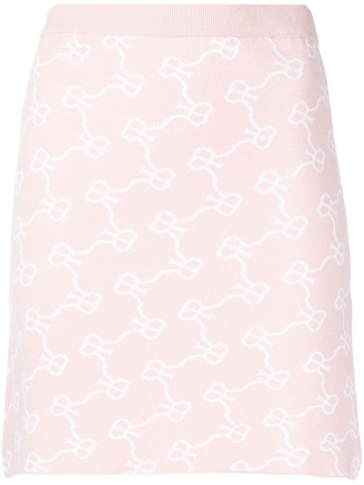 Rokh Pink Viscose Mini Skirt In 23lightpinkwhiteembl