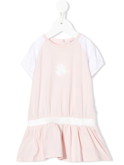 Moncler Babies' Logo-patch Flared Dress In Pink