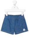 MONCLER LOGO-PATCH DENIM SHORTS