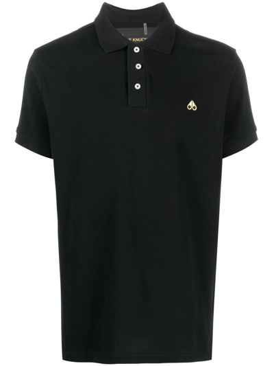Moose Knuckles Embroidered-logo Polo Shirt In Black