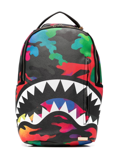 Sprayground Kid Kids' Camouflage-print Logo Backpack In Black