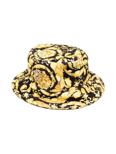 Versace Kids' Baroque-pattern Bucket Hat In Black