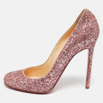 Pre-owned Christian Louboutin Pink Glitter Simple Pumps Size 39.5