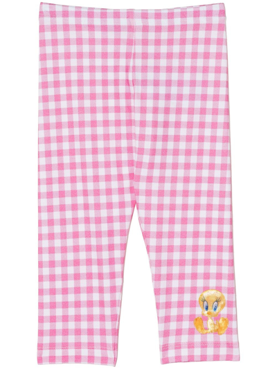 Monnalisa Babies' Tweety-print Checked Leggings In Pink