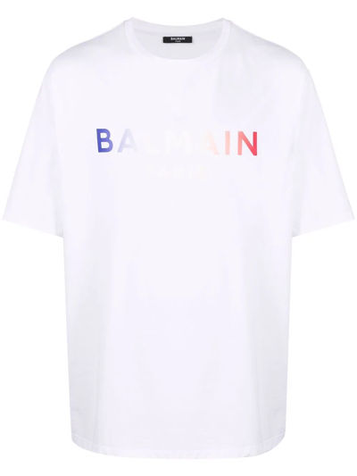 Balmain Tie-dye Logo Print T-shirt In White