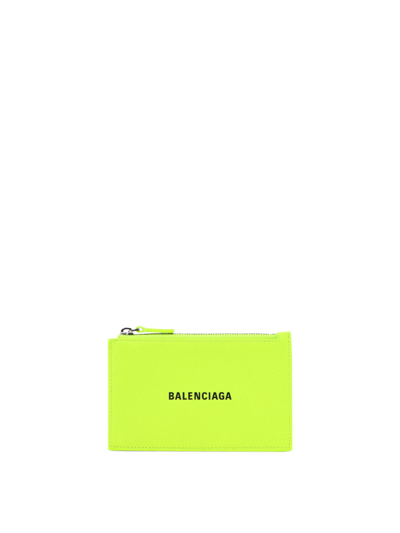 Balenciaga Zipped Card Holder In Yellow