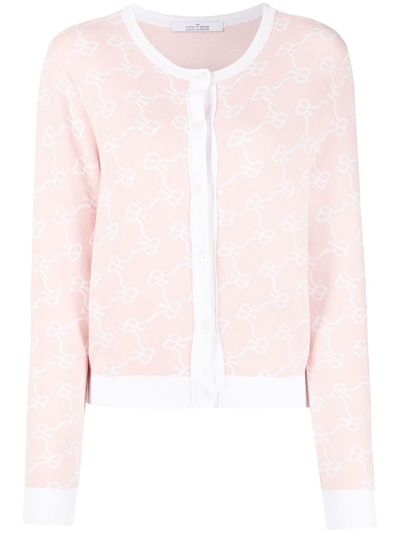 Rokh Monogram-print Button-up Cardigan In Pink