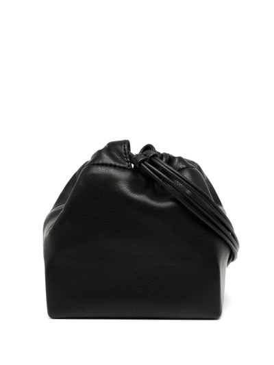 Gia Studios Drawstring-fastening Faux-leather Crossbody Bag In Black